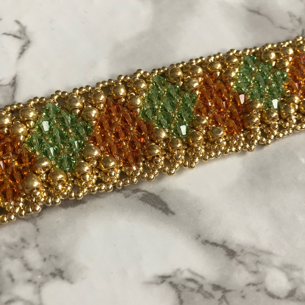 Handmade Artisan Woven Beaded Crystal Bracelet